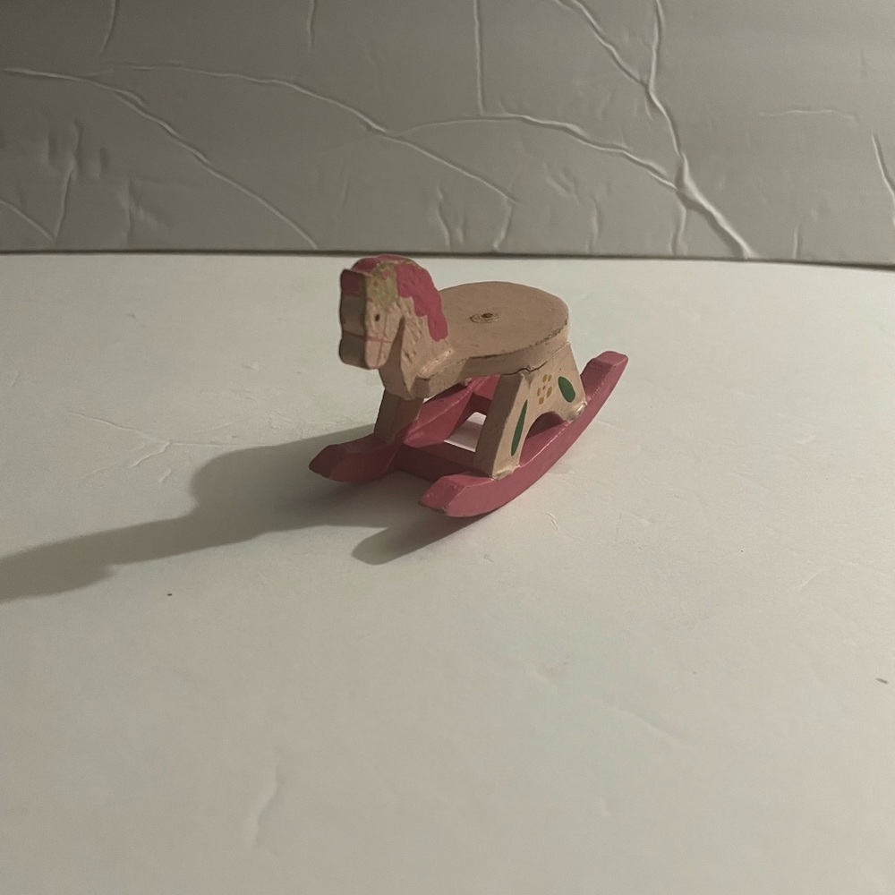 Small Vintage Pink Wooden Rocking Horse
